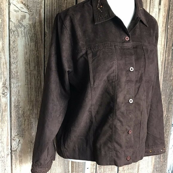 Keneth Too Women's Button Down Top ~ Sz L ~ Brown - Picture 3 of 8